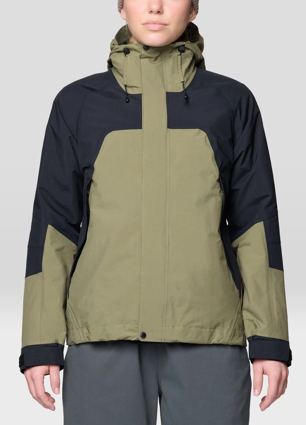 Women's Dry Hooded Jacket - Mission Olive, Black