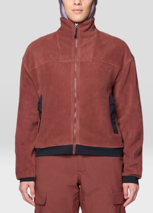 Women's Powder Fleece Full Zip Jacket - Bourbon Brown, Black