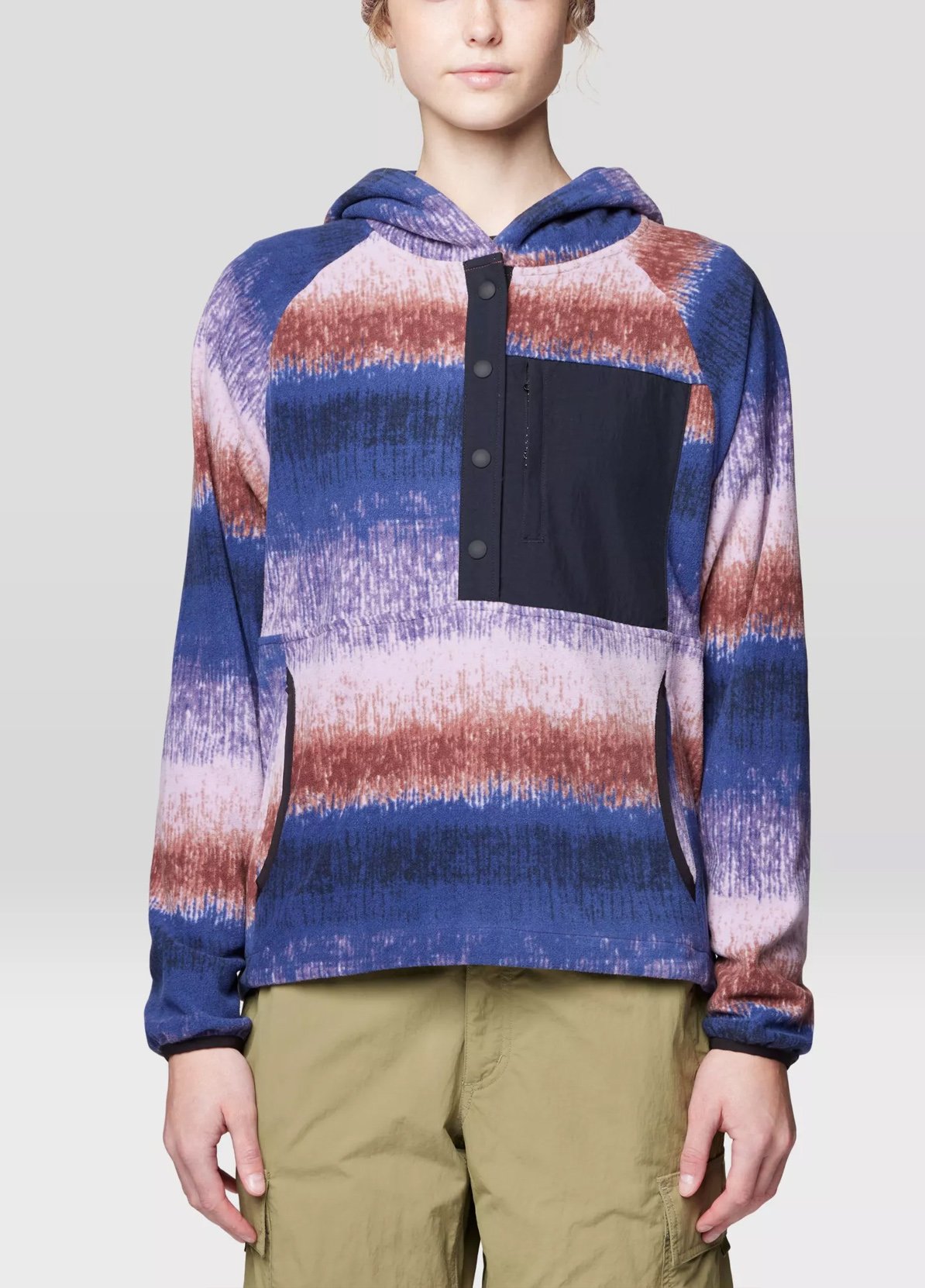 Women's Snap Neck Pullover - Bourbon Brown Gradient Stripe